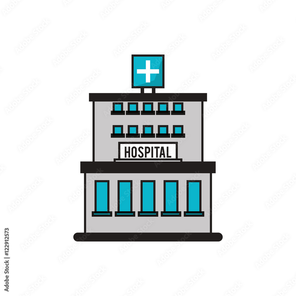 Hospital building icon. Medical and health care theme. Isolated design. Vector illustration Hospital building icon. Medical and health care theme. Isolated design. Vector illustration