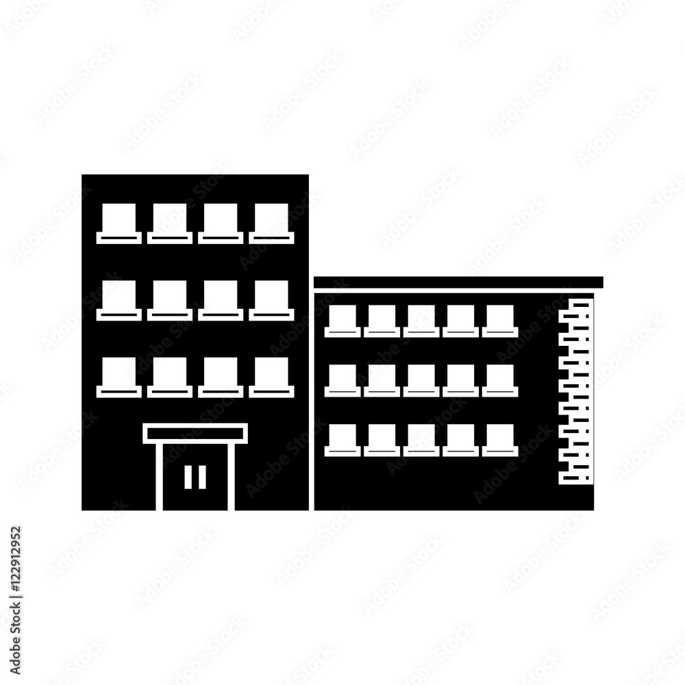 Building with windows icon. Architecture city and urban theme. Isolated and silhouette design. Vector illustration Building with windows icon. Architecture city and urban theme. Isolated and silhouette design. Vector illustration