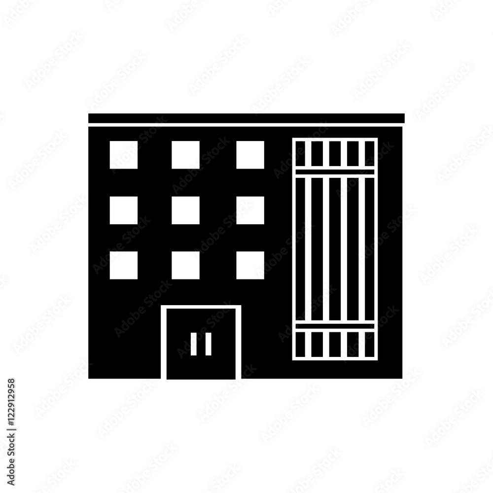 Building with windows icon. Architecture city and urban theme. Isolated and silhouette design. Vector illustration