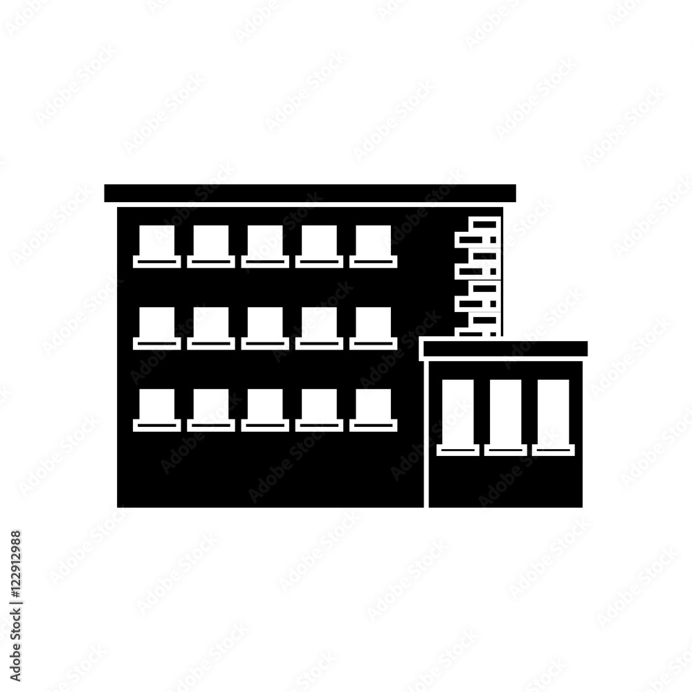 Building with windows icon. Architecture city and urban theme. Isolated and silhouette design. Vector illustration