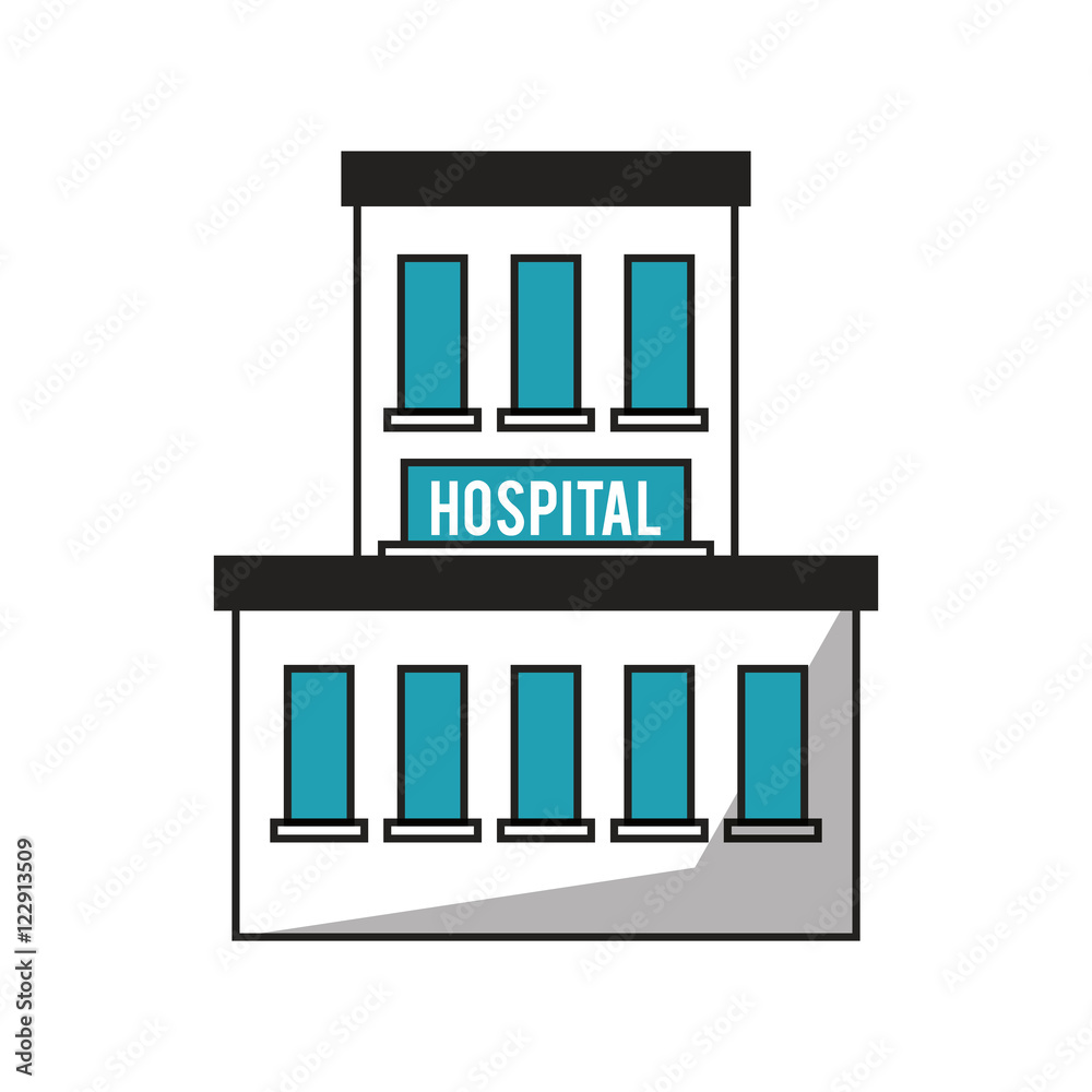Hospital building icon. Medical and health care theme. Isolated design. Vector illustration Hospital building icon. Medical and health care theme. Isolated design. Vector illustration