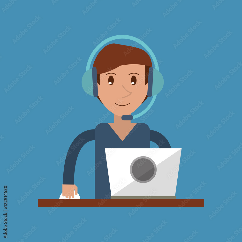 online support or call center worker with headset related icons image vector illustration design online support or call center worker with headset related icons image vector illustration design