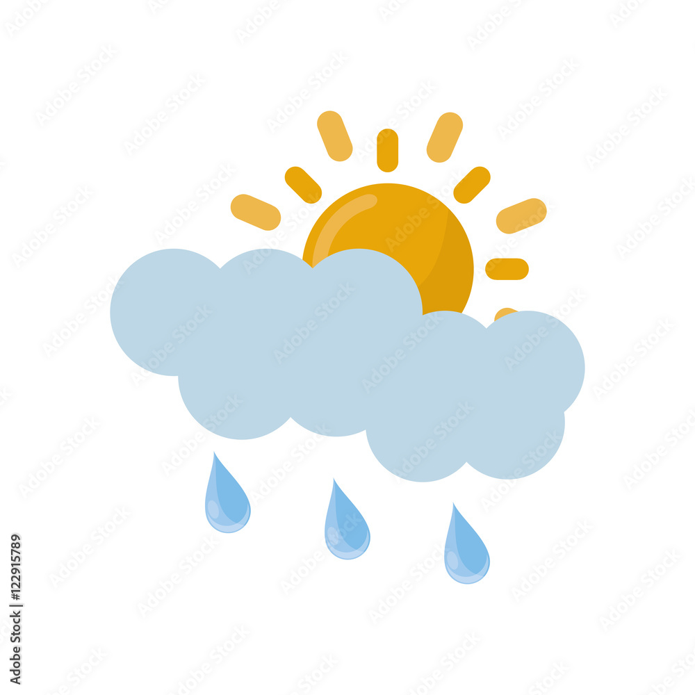 Sun cloud and rain icon. Weather sky and nature theme. Isolated design. Vector illustration