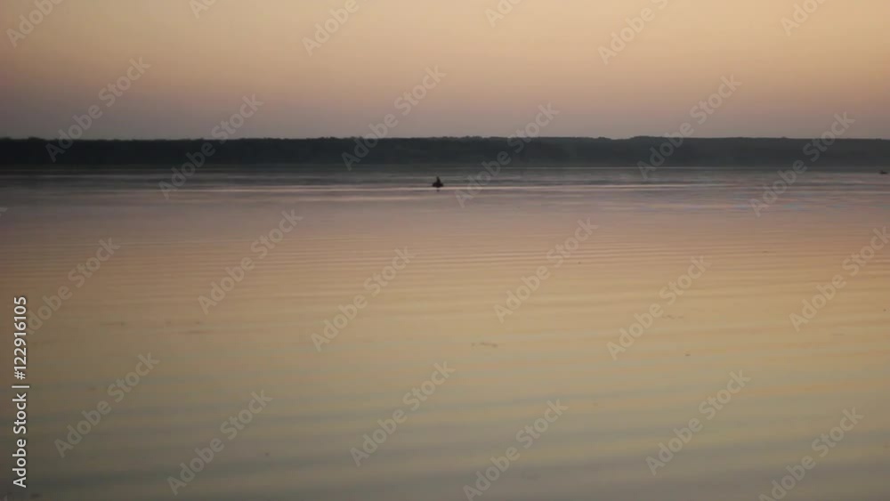 Lake on Sunset, Boat far away Lake on Sunset, Boat far away