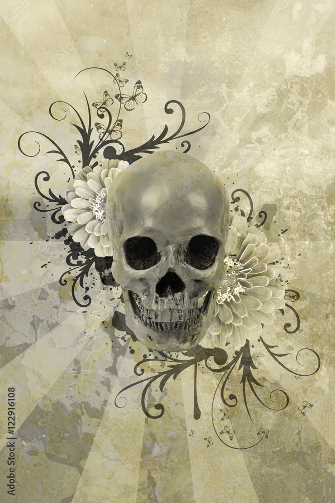 skull with flowers skull with flowers