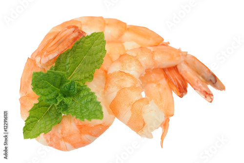  boiled shrimps and mint photo