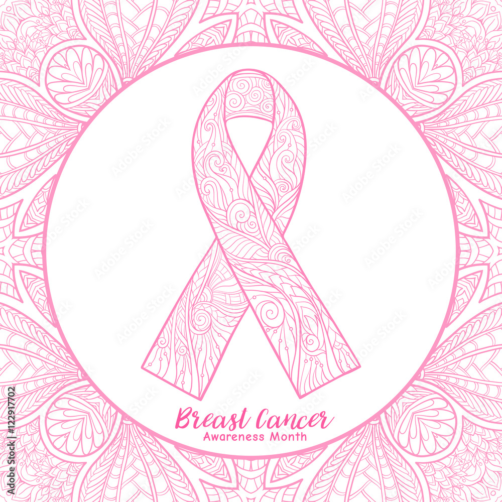 Fototapeta premium Breast cancer awareness month decorative pink ribbon on decorati