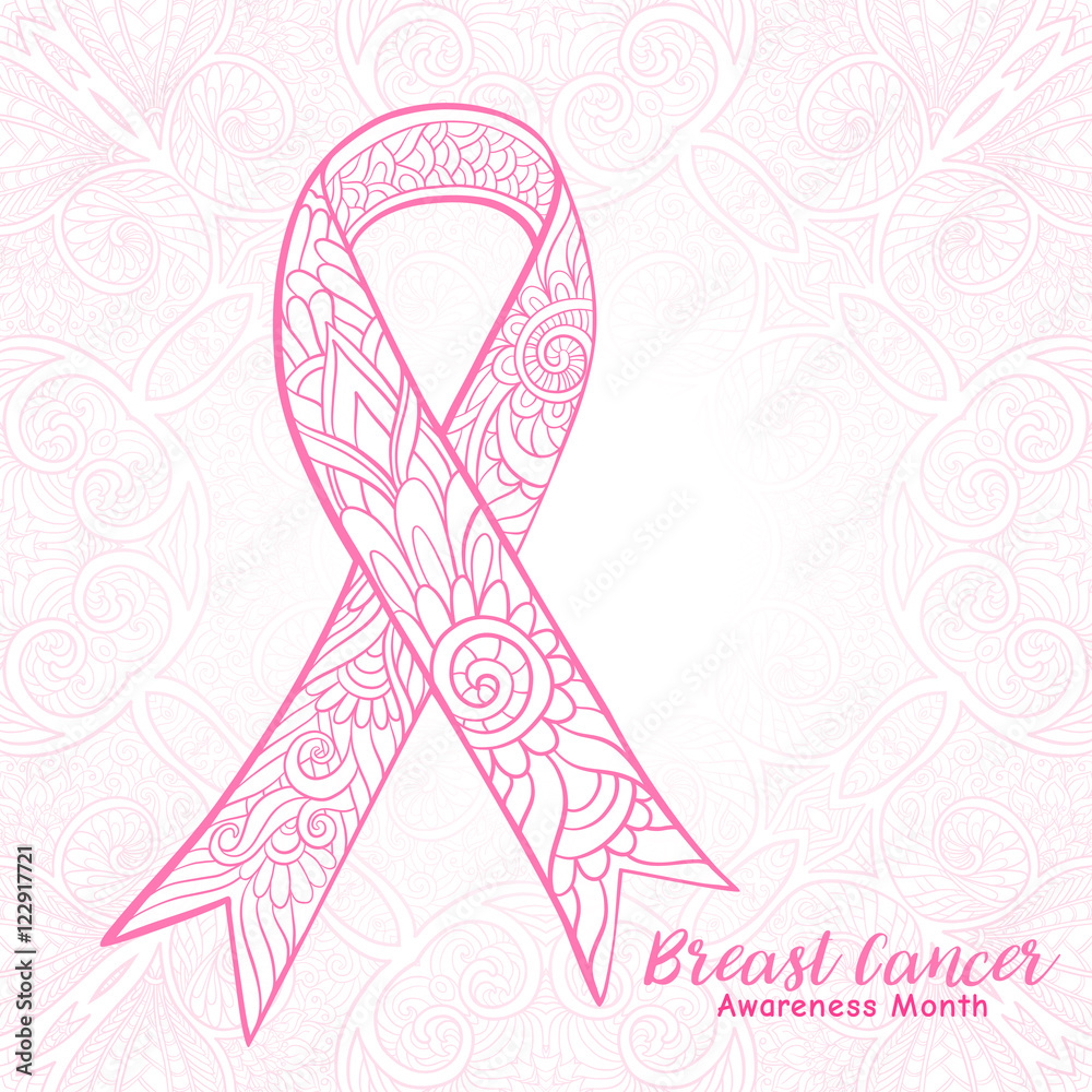 Breast cancer awareness month decorative pink ribbon. Stock line Breast cancer awareness month decorative pink ribbon. Stock line