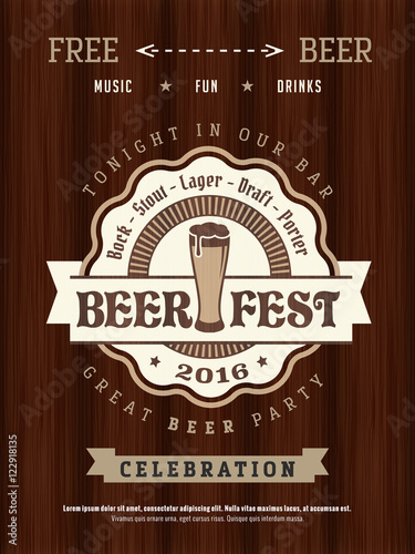 Retro styled vector poster of beer party Oktoberfest. Good as a design elements template for bar or pub