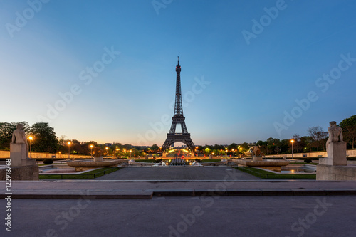 Sunrise in Eiffel Tower in Paris, France. 