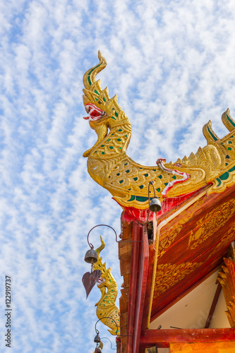 Beautiful design Northern Thai Temple roof. photo