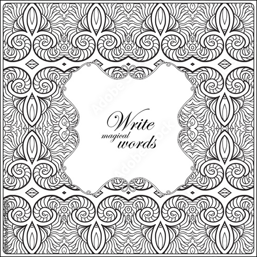 Ornamental pattern with decorative frame for text.