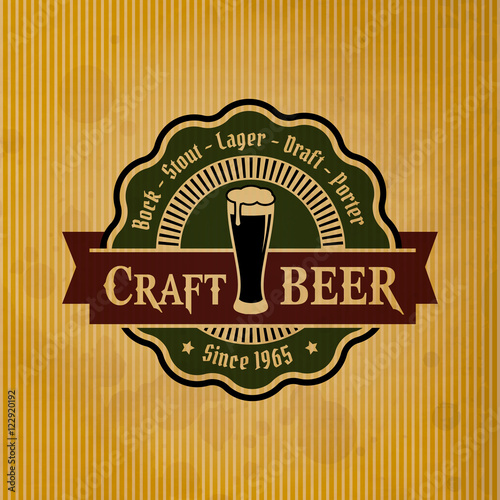 Retro styled label of beer. Good as a template of advertisement. Editable layered vector.