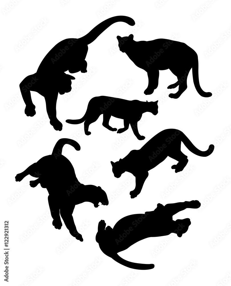 Fototapeta premium Lion wild animal silhouettes, Good use for symbol, logo, mascot, sign, or any design you want.