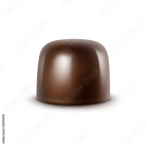 Vector Realistic Dark Black Bitter Chocolate Candy Isolated on White Background