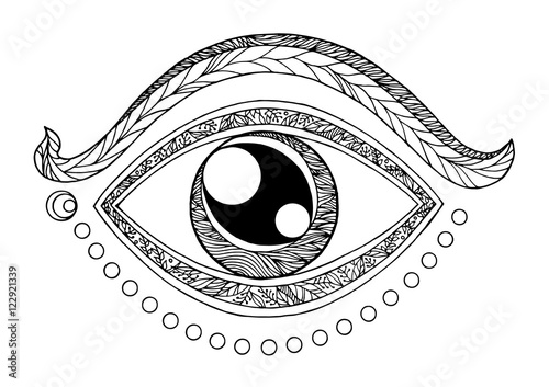 third eye chakra symbol drawing design vector illustration, hand drawn