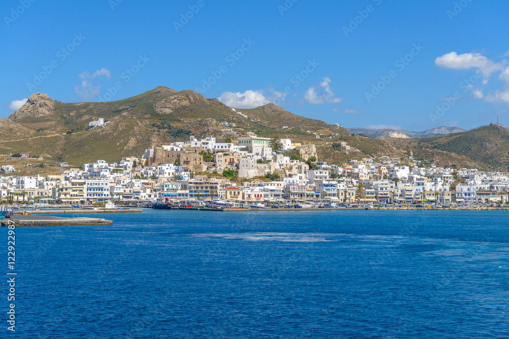Departing from the port of Naxos, Cyclades, Greece.
