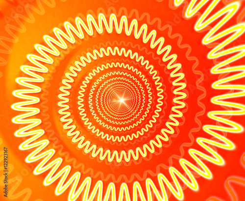 Electric spiral heated to a red  disappearing into perspective. 3D illustration