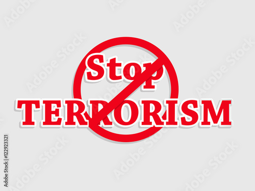 Stop terrorism text on white background