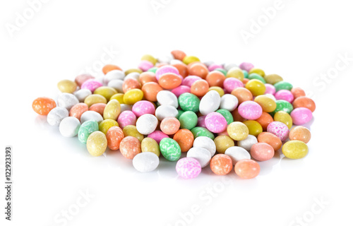 pile of soybean with sugar coated on white background