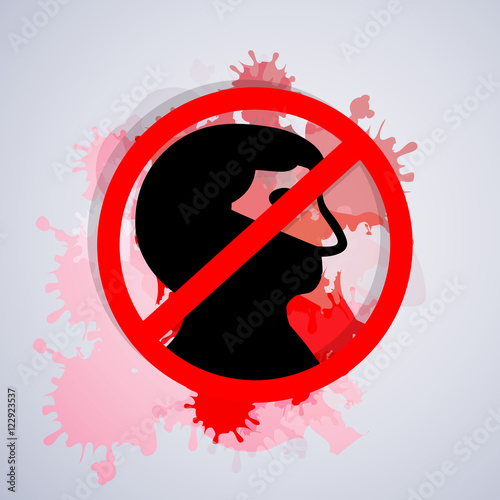 Ban sign over terrorism on white background