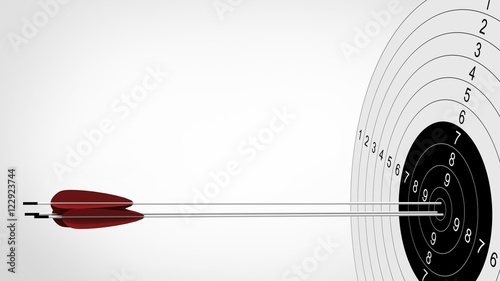 Arrows focus to archery target. 3d illustration. © Yourg