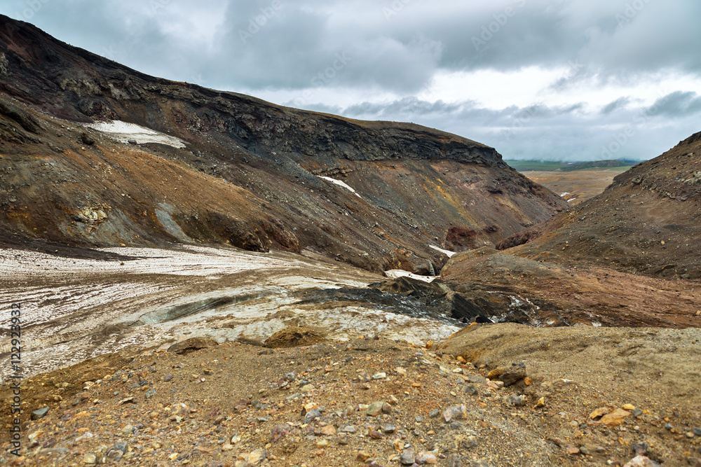Glaciers on slopes of the active volcano Mutnovsky. Glaciers on slopes of the active volcano Mutnovsky.
