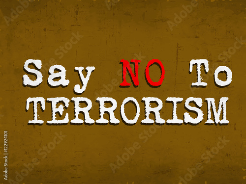 Stop terrorism text against brown background