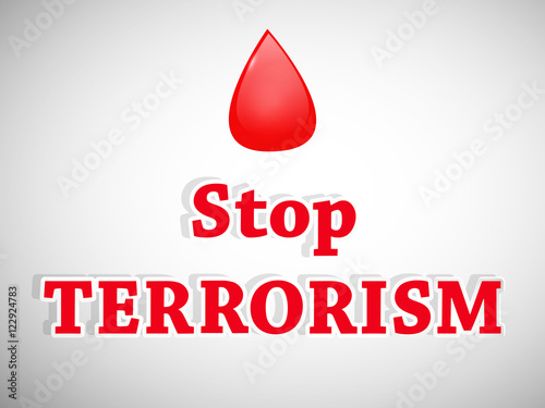 Stop terrorism text against white background