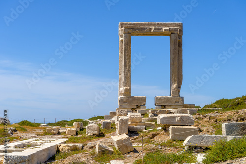 Ancient gate of Apollon temple (Portara) at the island of Naxos,