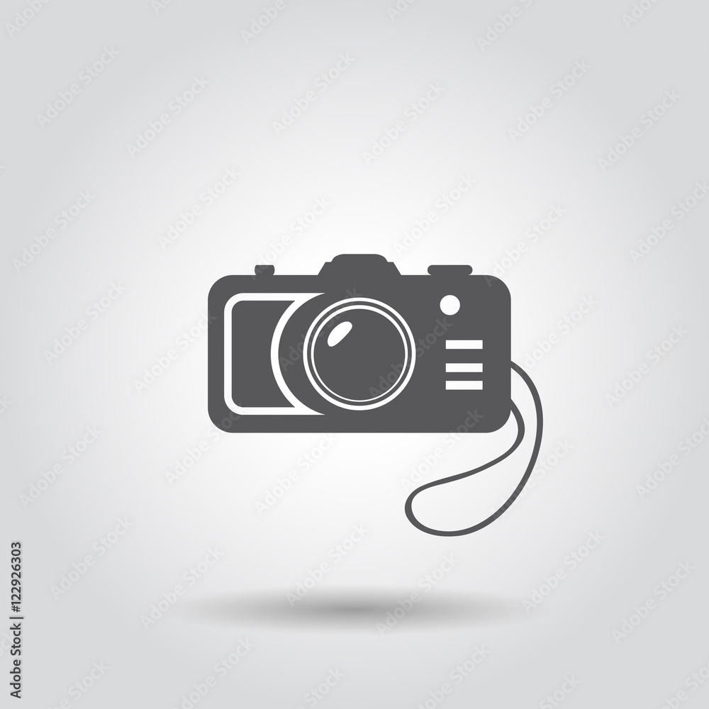 Camera icon isolated on grey background