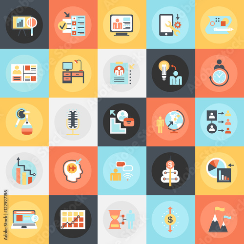 Flat icons pack of business management