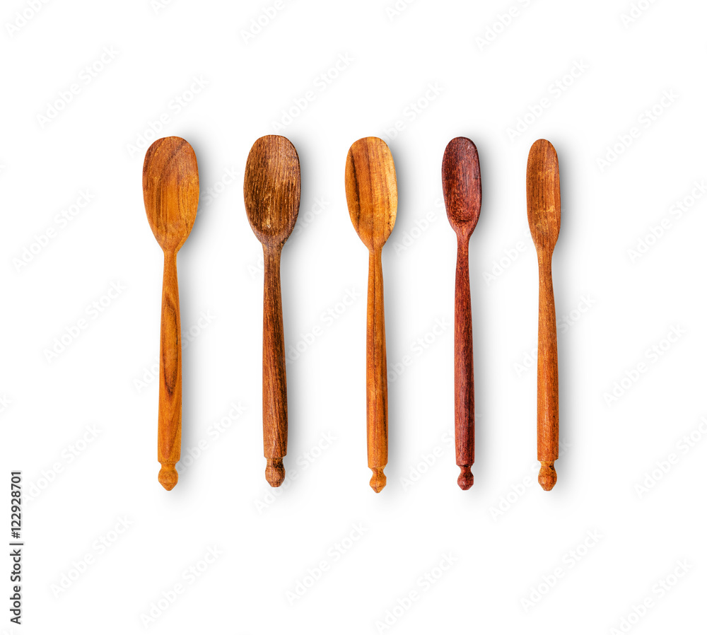Set of the wooden spoons isolated on white background Set of the wooden spoons isolated on white background