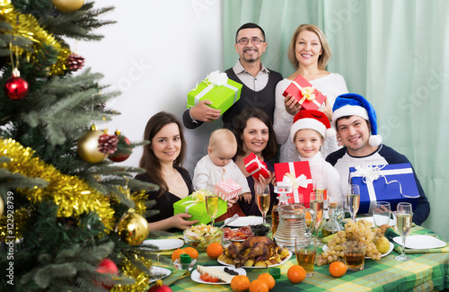 Big family celebrating Merry Christmas