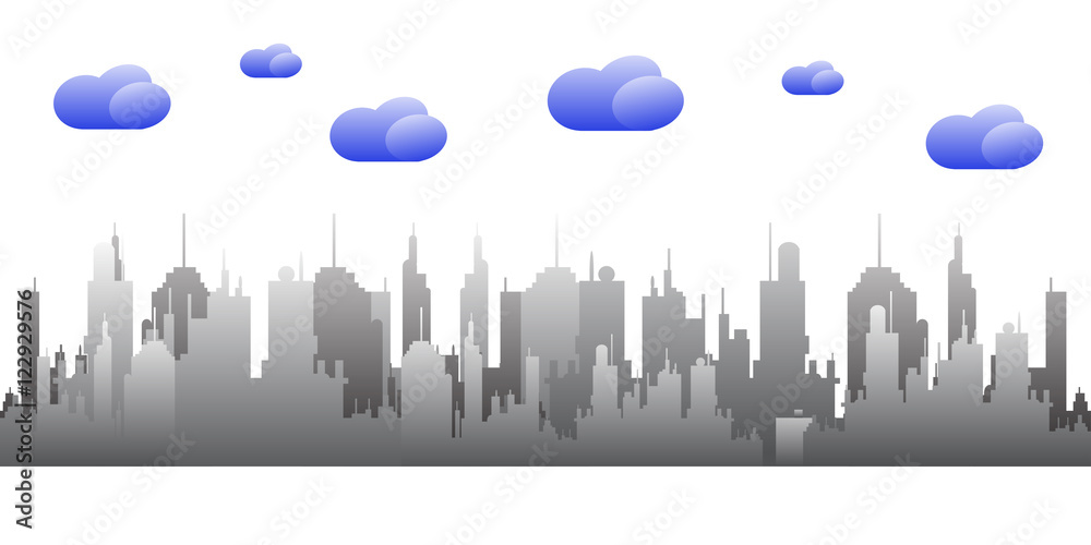Cityscape skyline on cloudy day.Vector EPS 10 .Illustration.