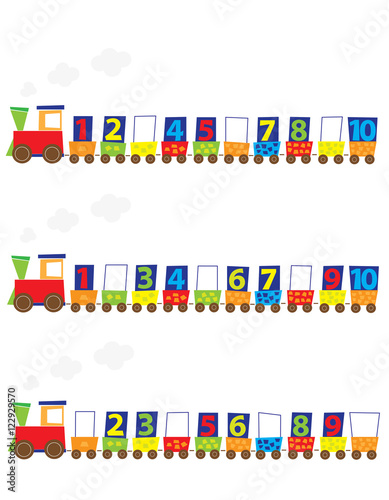 Obraz na płótnie maths game for children : counting learning / educational cartoons train with numbers w salonie