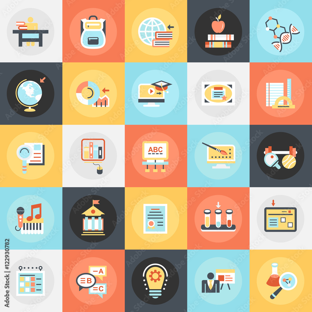 Flat icons pack of distance education Flat icons pack of distance education