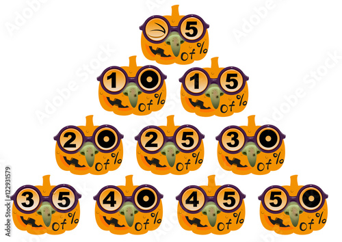 Halloween sale. Set pumpkin discount of 5 to 50 percent