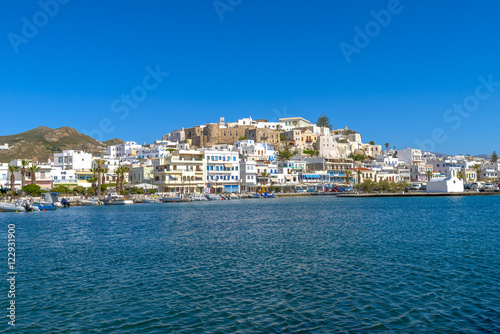 View of the port in Chora Naxos  Cyclades  Greece.