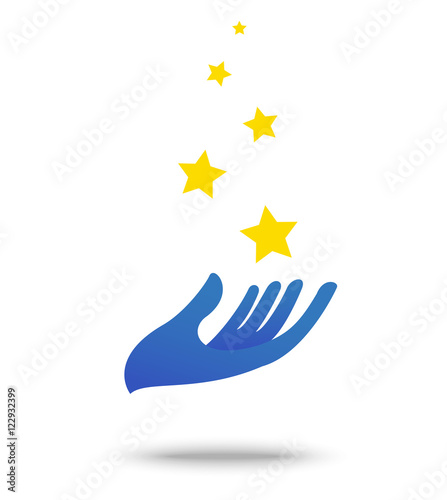 Hand with star symbol element and icon