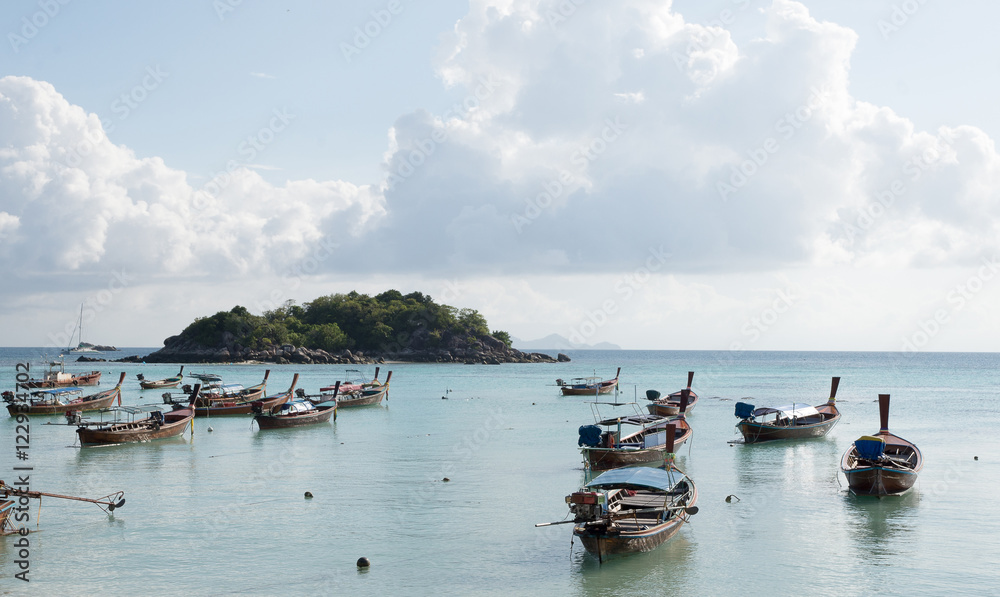 Long boat and tropical beach, lipe  island   Andaman Sea, Thaila