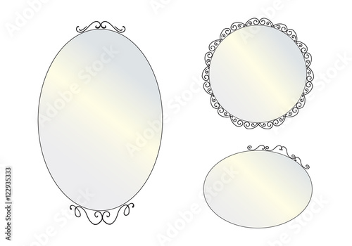 Vector realistic mirrors set.  Mirror frames or mirror decor int