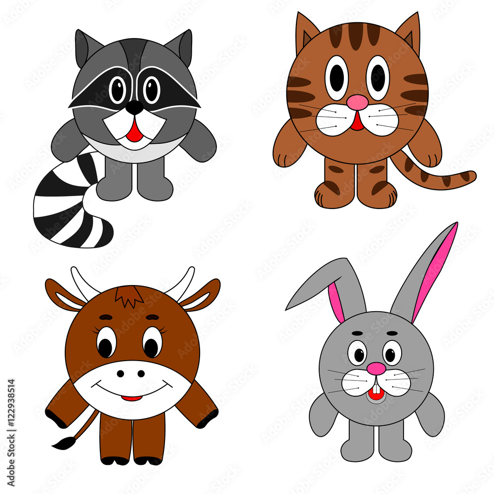 raccoon, cat, cow, rabbit raccoon, cat, cow, rabbit
