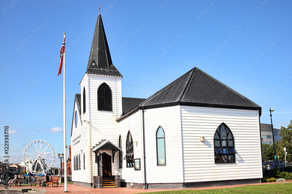 Fototapeta premium The Norwegian Church in Cardiff Bay Wales is a Lutheran Church consecrated in 1868 but is now an arts centre