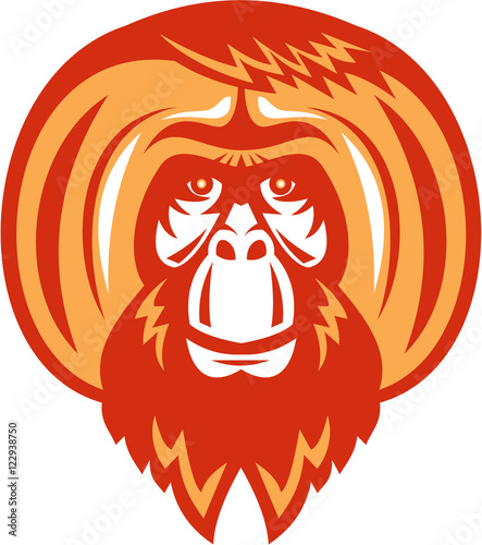 Orangutan Bearded Front Retro