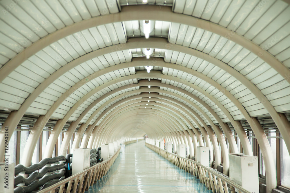 long futuristic modern corridor