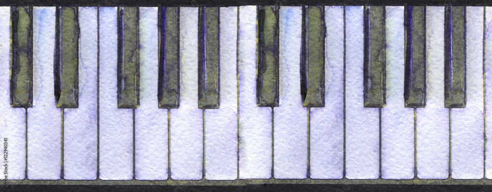 Fototapeta premium watercolor sketch of piano keyboard on white background
