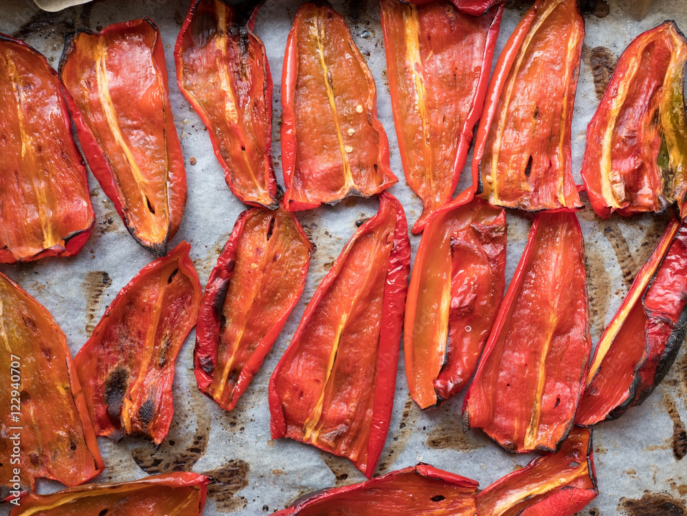 Roasted peppers top view