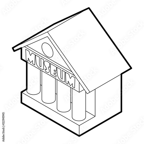Museum building icon in outline style on a white background vector illustration
