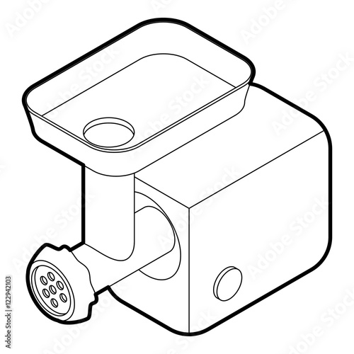 Electric meat grinder icon in outline style on a white background vector illustration